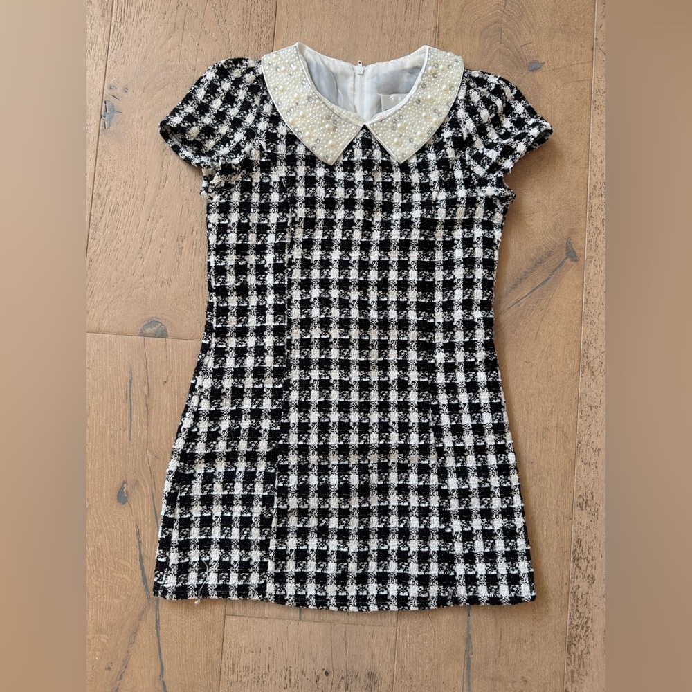 Black and White Checkered Kids Dress